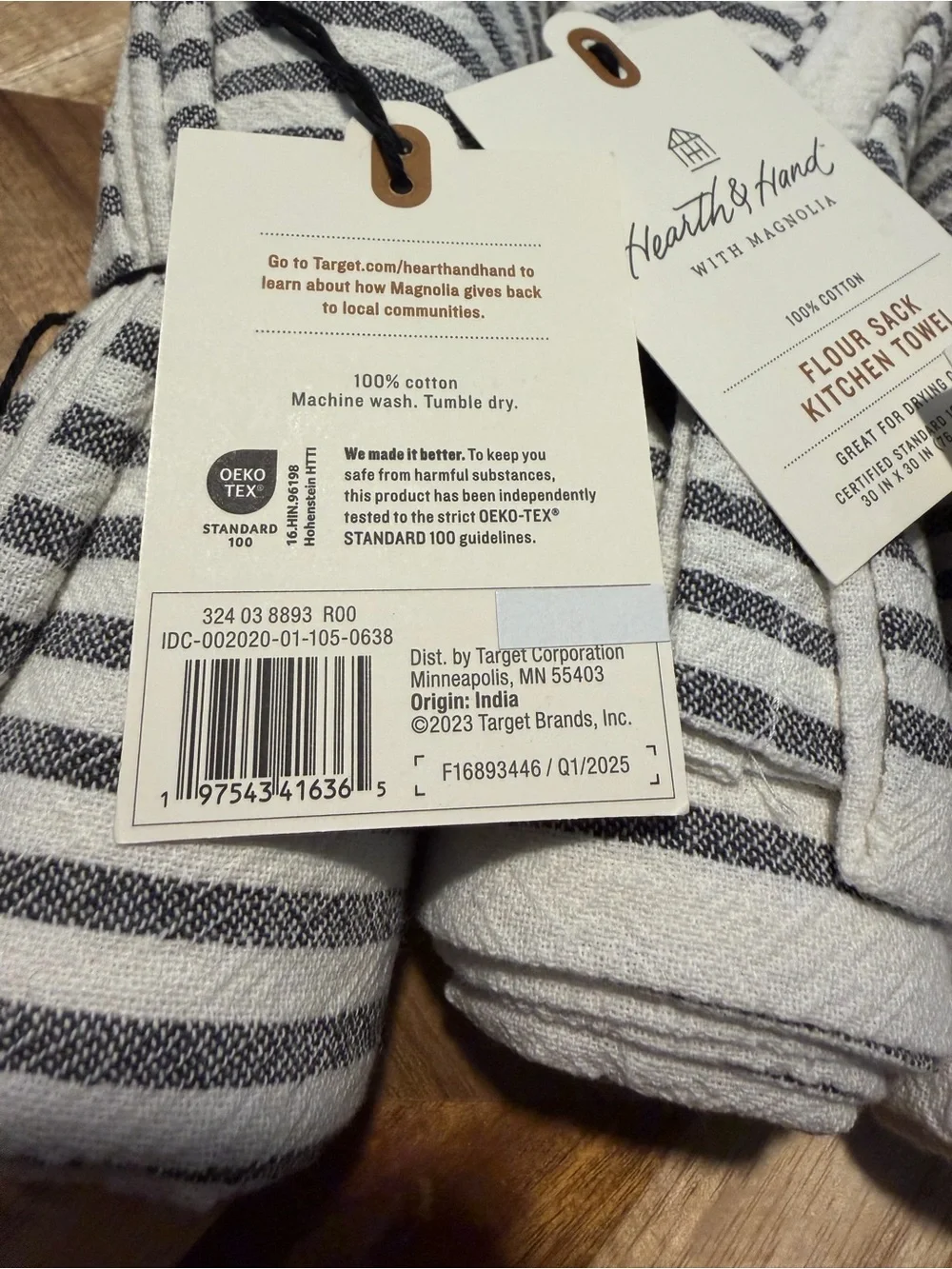 Hearth & Hand with Magnolia Striped Flour Sack Kitchen Towels - Gray & White